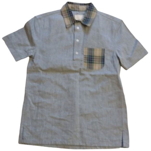 Band of Outsiders Cotton Polo Chambray Blue and plaid details size S - Picture 1 of 7